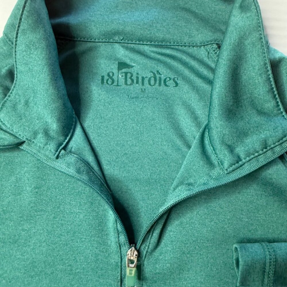 Golf Shirt 18 Birdies Women's Green 1/4 Zip Pullover Tennis Pickleball Top Sz M - Picture 3 of 10